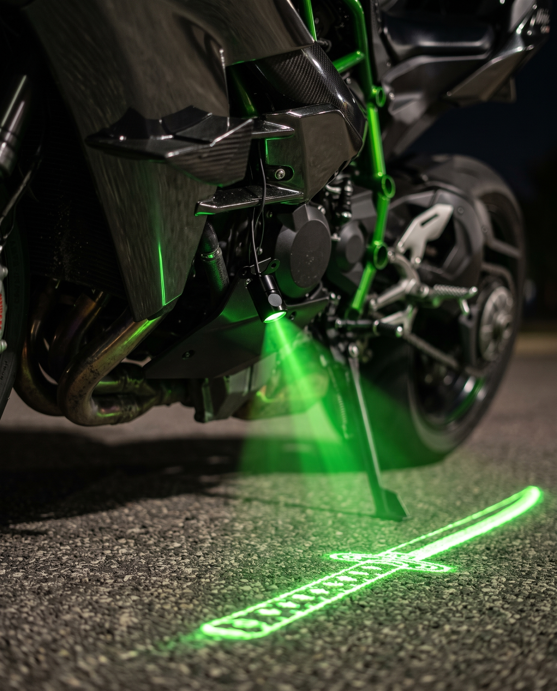 Compact motorcycle projector installation under fairing